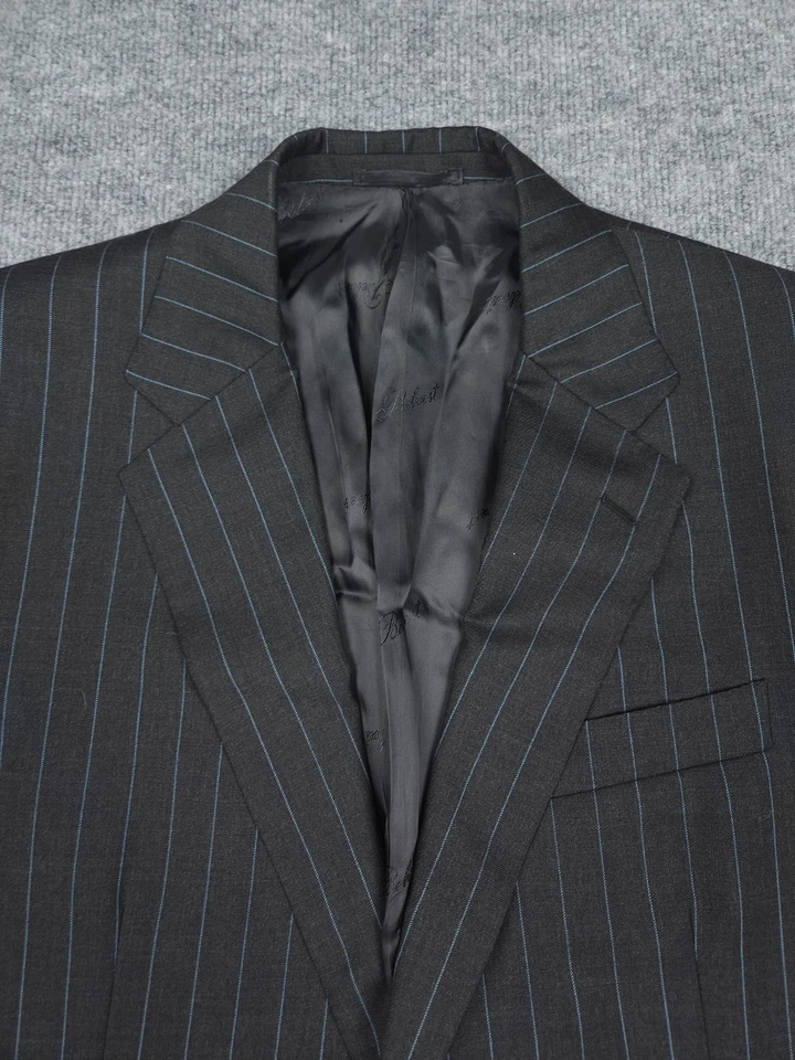 Traje Belvest Super 120s Hombre 42 Gris Rayas Lana Italia 2 Piezas Foto 4 de 4
