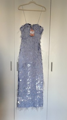 Cult Gaia Nira Gown Sequin and Feather Blue size small brand new with tags  | eBay