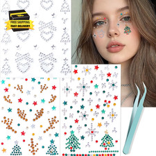Christmas Makeup Face Gems Hair Gems, Self-Adhesive Face Jewels Face Gems Stick