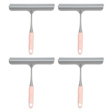 4pcs Shower Squeegee 8.8 Inch Cleaner Tool with Hole for Glass Window, Pink