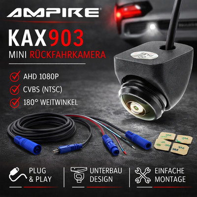 AMPIRE KAX903 Mini Rückfahrkamera (AHD/CVBS) Auto, Bus, Wohnmobil, LKW, Anhänger