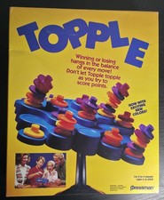 TOPPLE Game Pressman Complete VINTAGE 1990s Board Games Yellow Box COMPLETE