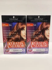 (2) Schwarzkopf Keratin Color Permanent  5.6 Warm Mahogany Anti-Age Hair Color