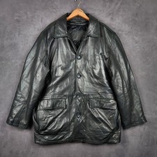 BUGATCHI Uomo Leather Jacket Mens Large Black...