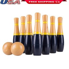 Lawn Bowling Indoor Outdoor Game Set Portable Wooden Pins Balls Fun Activity New