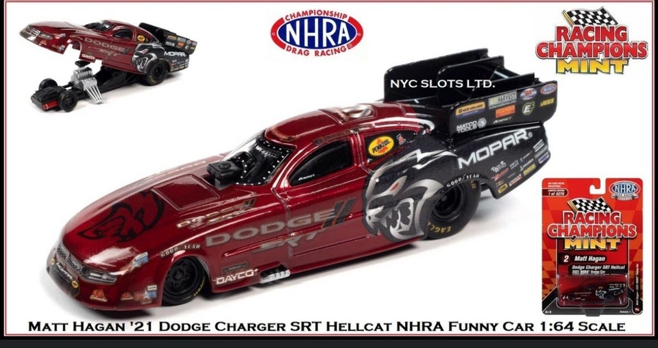 Racing Champions 1:64 Diecast Car Matt Hagan '21 Cargador Hellcat Funny Car RC014 Foto 2 de 4