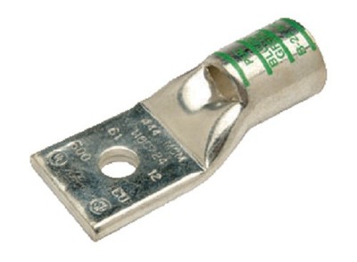 BLU-1S4 Compression Lug, 1-Hole, Copper, 1 AWG, 1/2'', Green- Pack of 10