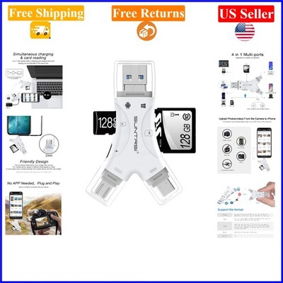 4-in-1 White Micro SD/SD Card Reader for iPhone/iPad/Android/Mac/Camera