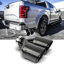 3 Inlet To 4 Outlet Real Carbon Dual Exhaust Tip For 21-25 Ford F150 5.0 L V8