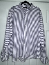 Chaps Classic Fit Big Man Twill Purple Stripe Wrinkle Free Shirt 18/18.5 36/37