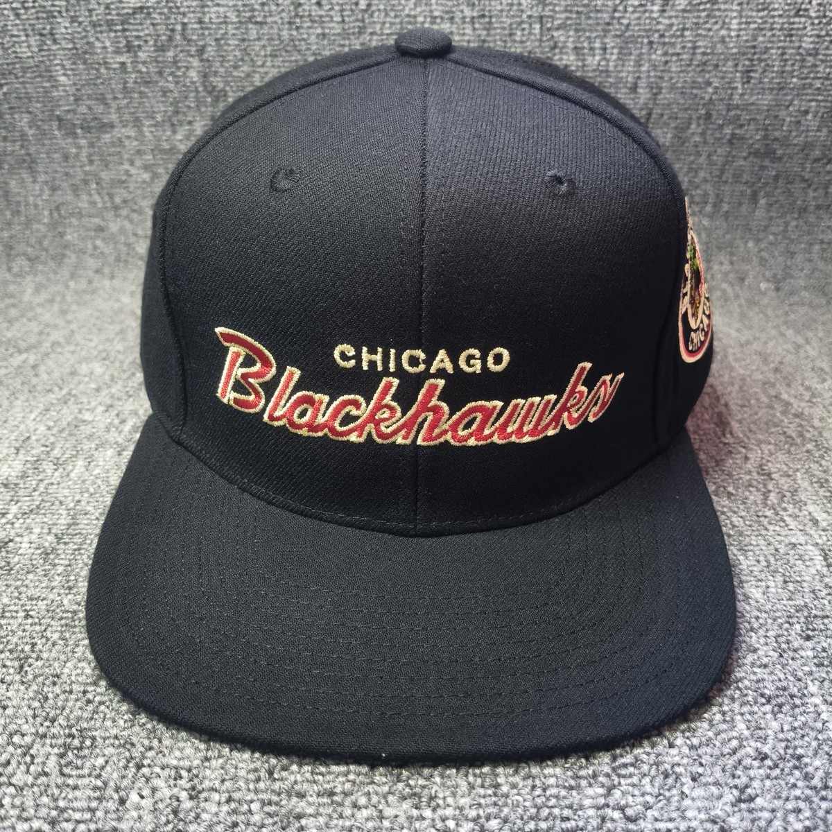 Mitchell & Ness Chicago Blackhawks NHL Black Script Snapback Hat Cap