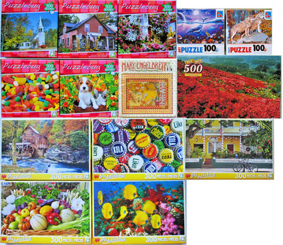 Lot of 14 New Jigsaw Puzzles, Puzzlebug, Sure-Lox, Encore, 100 - 500 Pieces each