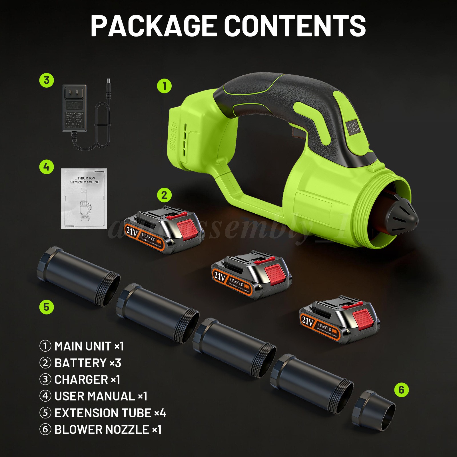 Cordless Leaf Blower 680CFM 280MPH Handheld Electric Leaf Blower 3 Battery 6.0Ah