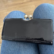 Ted Baker Black Patent Leather Crystal Clasp Purse 