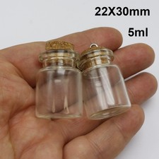 6 Pcs Small Glass Cork Stopper Spell Jar Empty Vials Wish Bottles 22X30mm 5ml