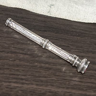 Victorian Birmingham Silver Retracting Pen Chatelaine Pendant Fob Purple Stone