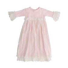 NWT Haute Baby Pink Blush Lace Daygown Gown Dress Newborn Baby Girls 0 3 M