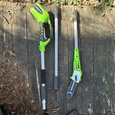 #ad Greenworks 40V Pole Chainsaw 8in Model 20672 Lightweight Tool Free Tension $100.00