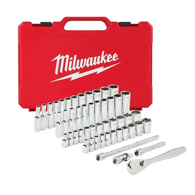 Milwaukee 48-22-9004 1/4-Inch Drive SAE and Metric Ratchet and Socket Set - 50pc - Image 1 of 4