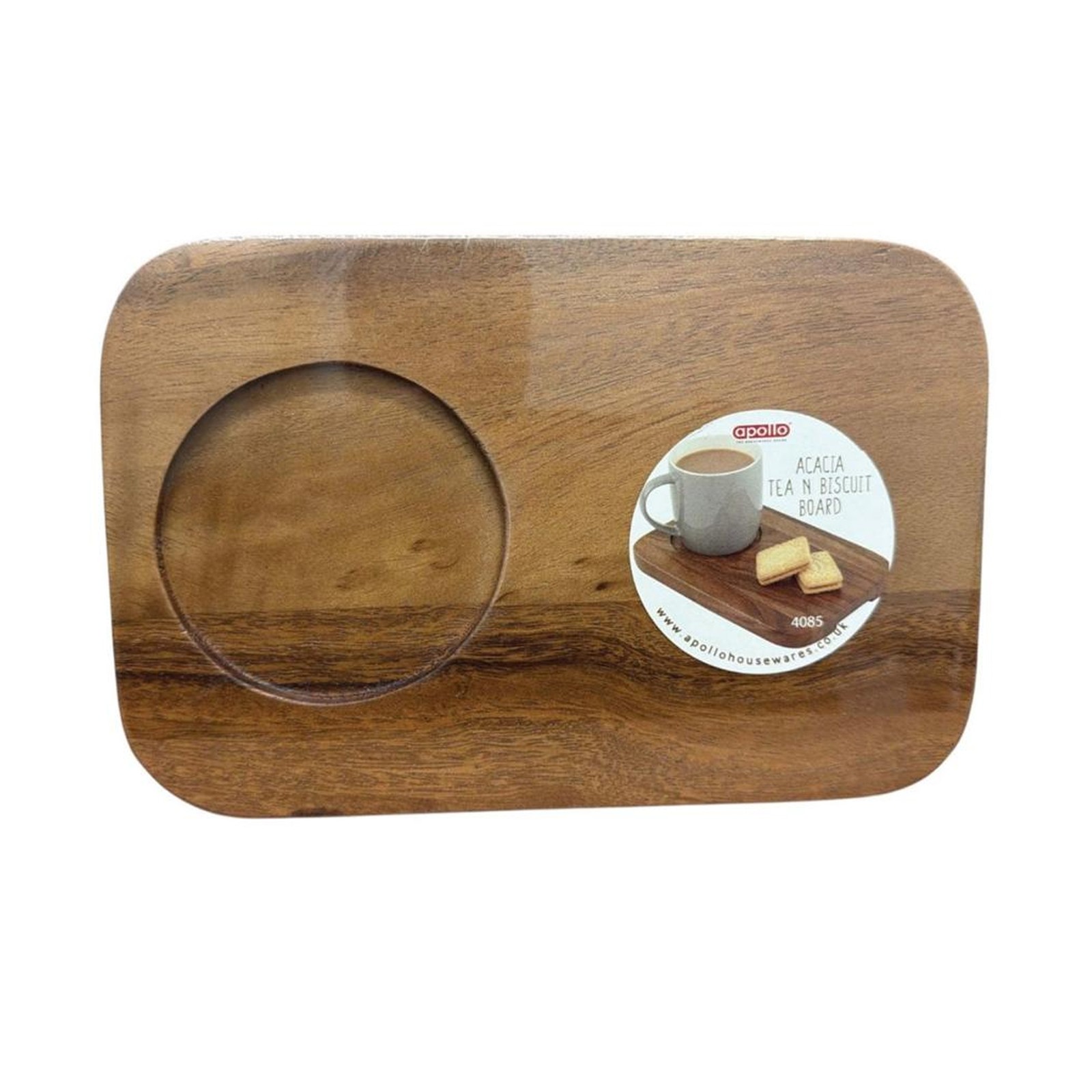 Apollo RB Tea Biscuit Board Rubberwood Serving Tray for Tea Snacks in Wooden