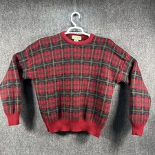 Vintage LL Bean 100% Pure Wool Sweater Men’s XL Crewneck Red Green Made In USA