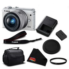 Canon EOS M100 Mirrorless Digital Camera 15-45mm Lens White 2210C011 Intl Mo
