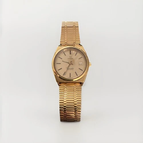 Omega Seamaster Men's Watch 1345 Vintage Swiss Quartz Day Date Gold Steel 34mm