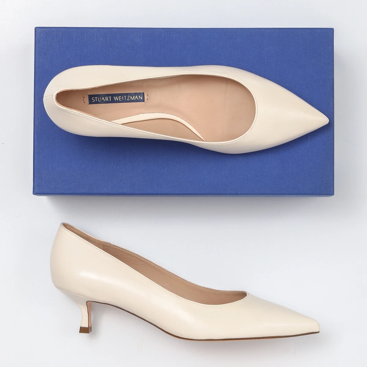 Stuart Weitzman Tippi 45 Cream Dress Nappa Leather Pumps Size
