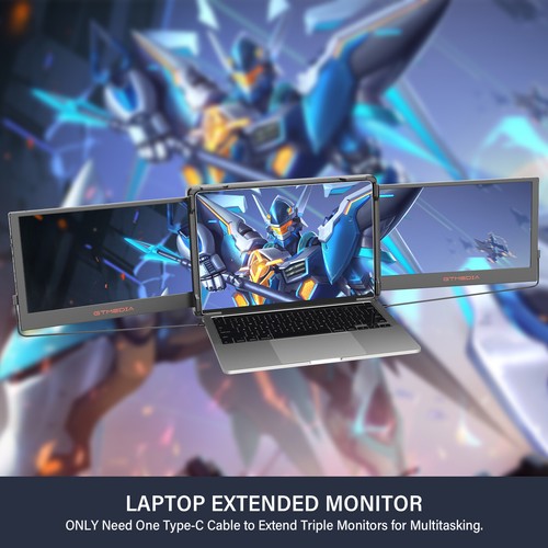 GTMEDIA 11.6" Full HD Pro Dual Screen Tri-Fold Portable Monitor for 13”-17.3” AU - Picture 5 of 17