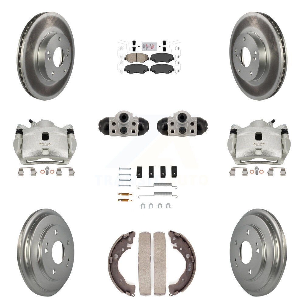 Front & Rear Brake Caliper Rotor Drum Ceramic Pad Shoe Cylinder Hardware Kit