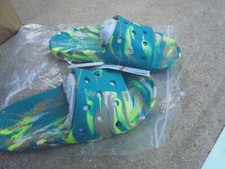 New Crocs Classic Marbled Slide Women's 7 Men's 5 Limeade/Multi