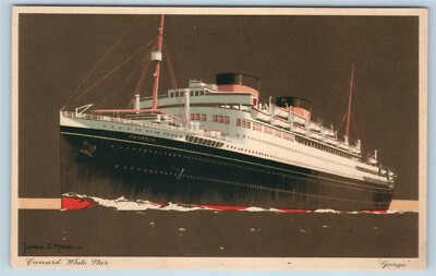 Postcard Cunard White Star SS Georgic Steamer Ship a/s James S Mann AD16