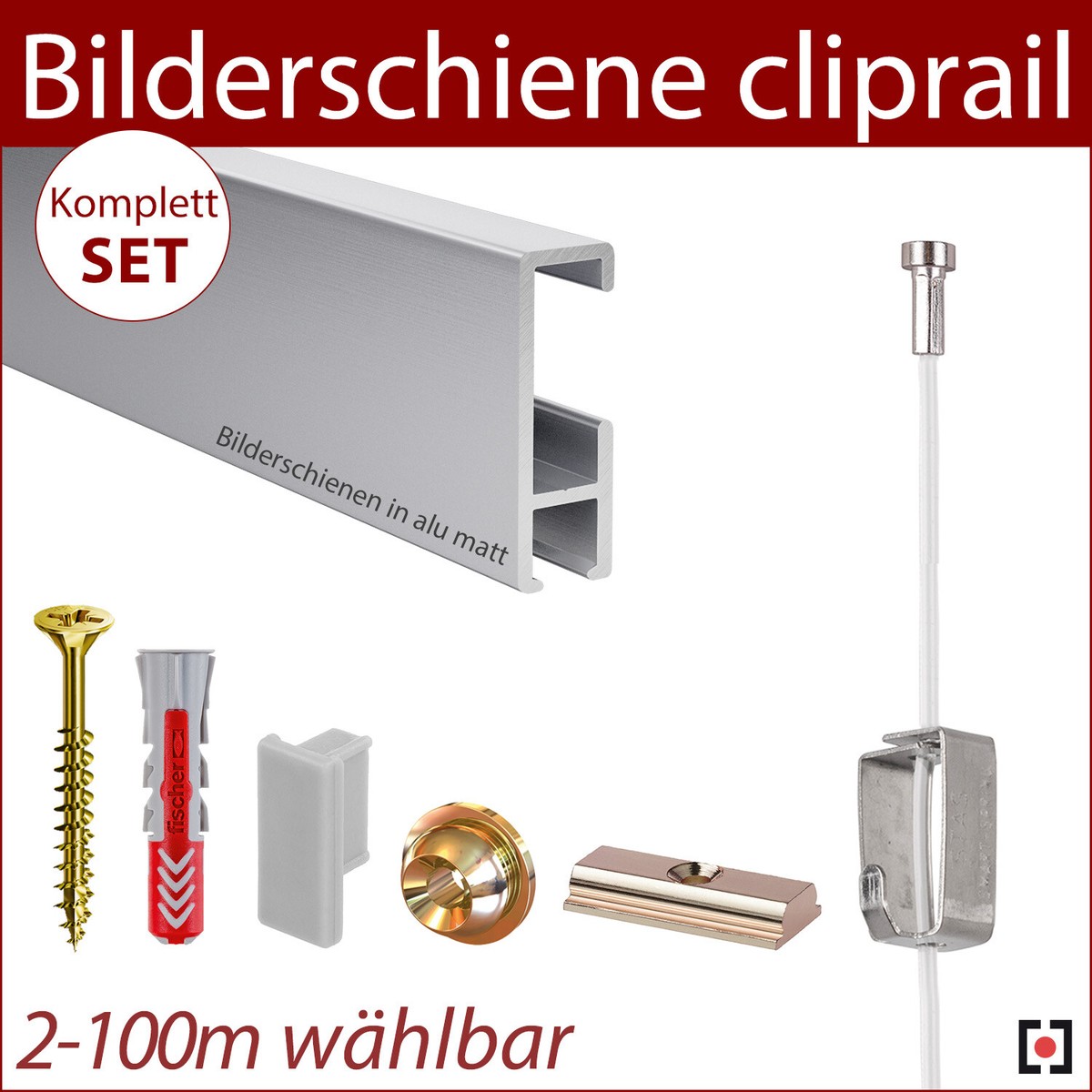 STRÜSSMANN® Bilderschiene Cliprail – 4-Meter Komplett-Set In Schwarz, Inkl. Montagematerial, Seilen & Haken
