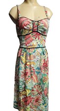 Nanette Lepore Bustier Bombshell  Retro Floral Print Midi Dress Size 6 
