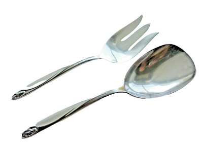 International Silverplate Anniversary Rose Serving Casserole Spoon & Meat Fork