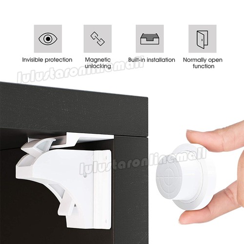 30Pcs Magnetic No Drilling Cabinet Drawer Cupboard Baby Kids Safety Locks AU - Picture 2 of 11