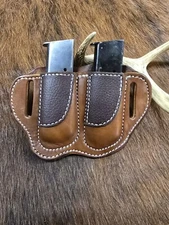 1911 45 ACP Double Leather Magazine Holder Pouch Pancake Style. Made In The USA 