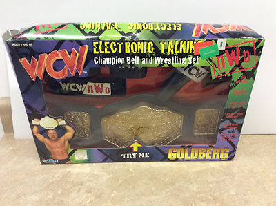 1998 WCW Goldberg Electronic Talking Champion Belt & Wrestling Set Open Box