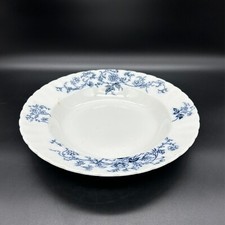 Antique Soup Bowl W H Grindley England Rustic Flowers Flow Blue 1891-1914
