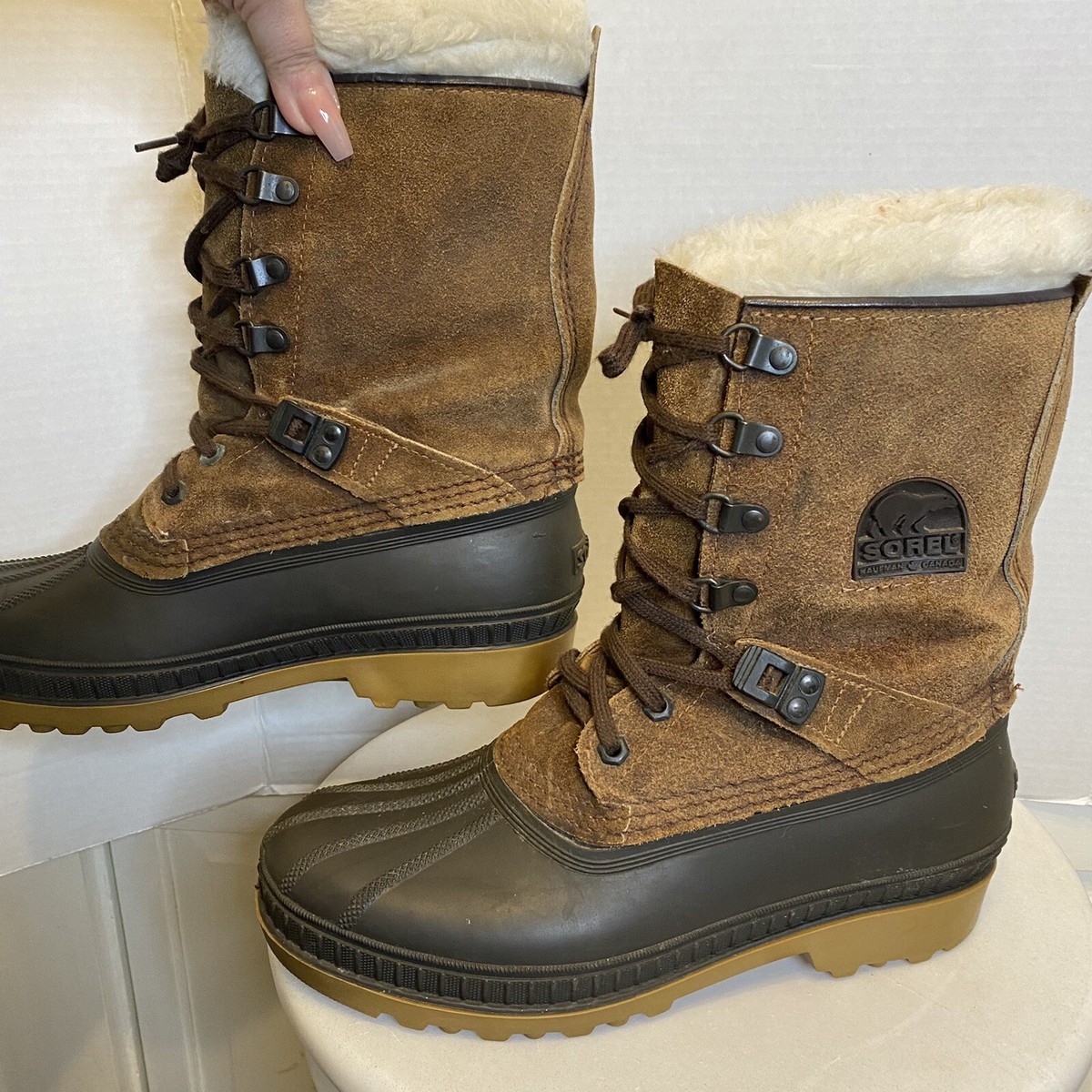 VTG Sorel Pathfinder Kaufman Made in Canada Men\'s Boots 8 Brown Felt Lined Vintage Kaufman Sorel Boots Size Mens 10 Retro Made by  main image 2
