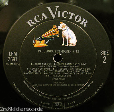 PAUL ANKA-21 GOLDEN HITS-Early Rock Teen Idol Album-RCA VICTOR
