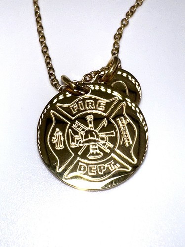 Collier Pompier Femme - Pendentif Plaque Militaire En Acier Inox, Chaîne 24" Personnalisable