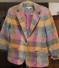 CABI Size 6 WOOL Polyester Multicolored 3 Quarter Length Sleeve Blazer