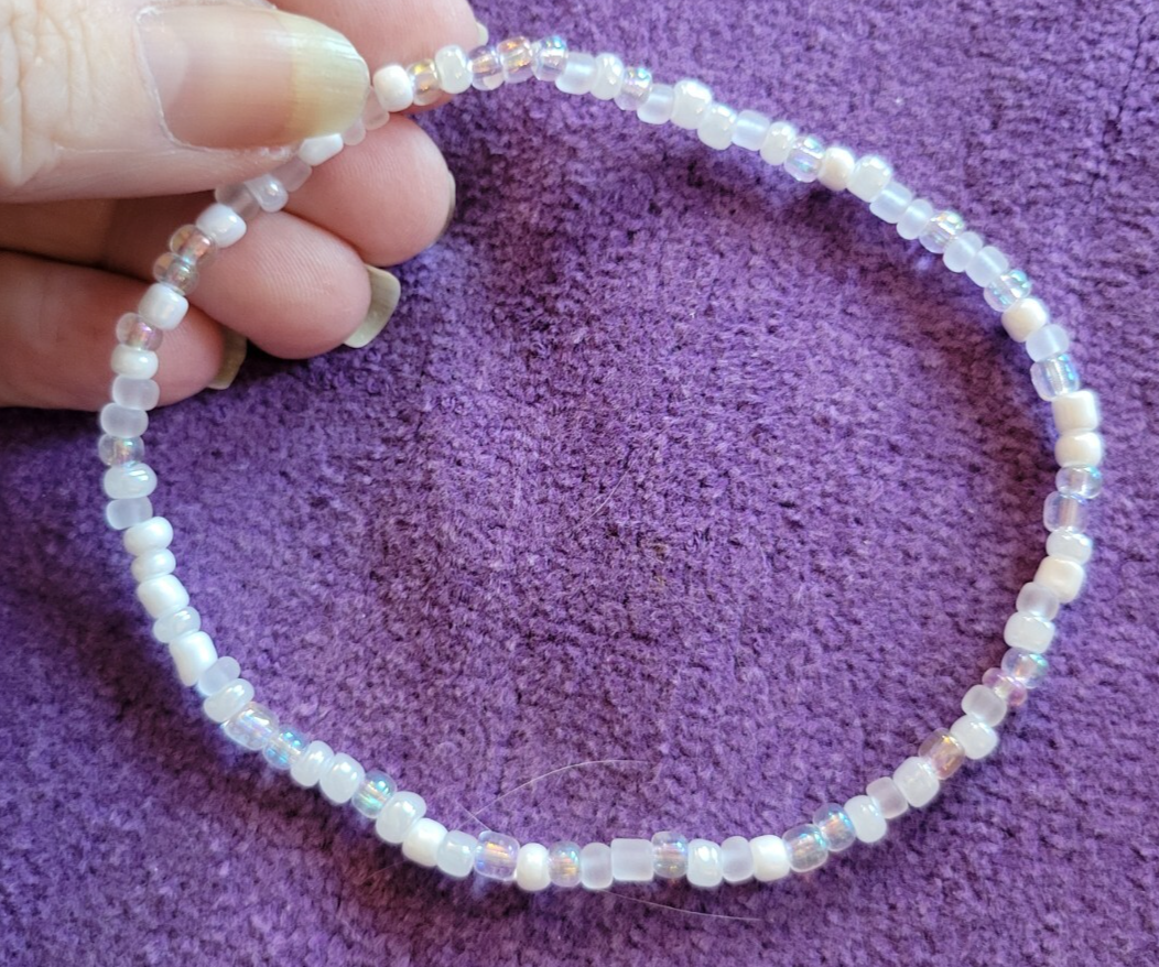 Crystal White Snow Bead Anklet - 9.5 Inch Elegant Beaded Beauty-image