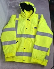 MCR SAFETY LUMINATOR Reflective Rain Jacket SIZE LARGE EUC