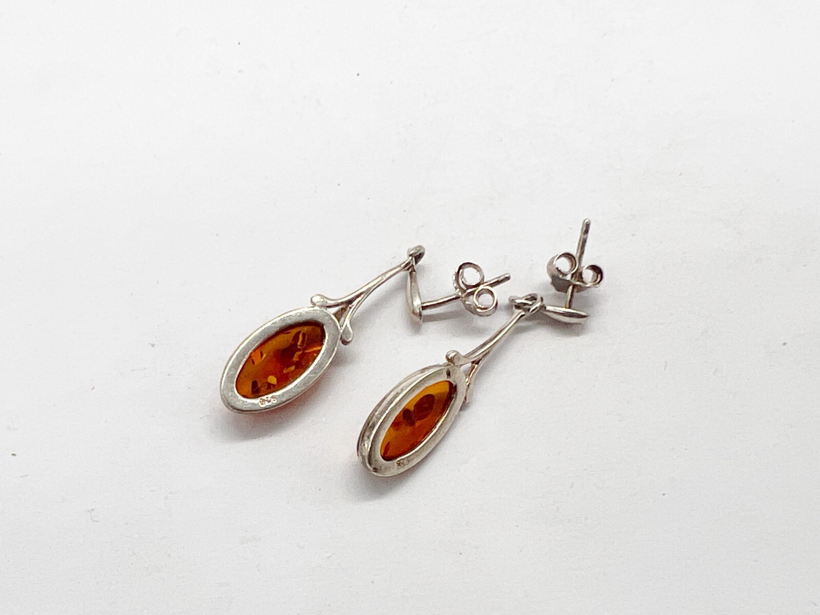 VINTAGE SOLID STERLING SILVER AMBER SOLITAIRE PEN… - image 5