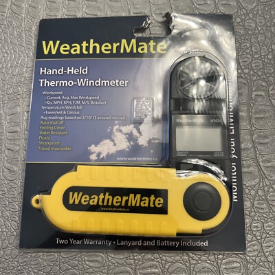 WeatherMate WM20 Water Resistant Hand Held Thermo Windmeter  **NEW**