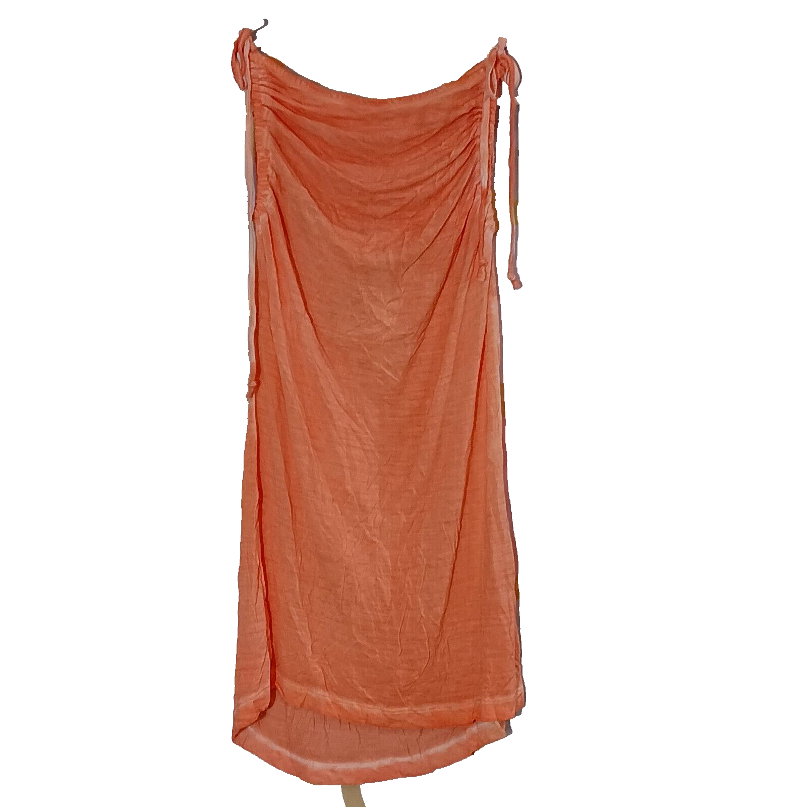 Spenglish Women's Small Tie Shoulder Tank Orange Sleeveless Soft Slub Top NWT