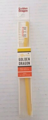 Vintage DuPont Nylon Bristles Golden Dragon Toothbrush Hard Regular NOS