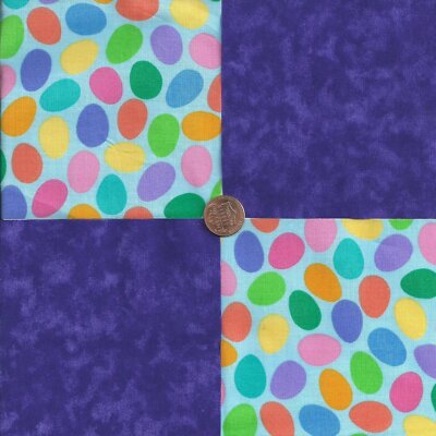 Eggs and Purple 4 inch 100% Cotton Novely Fabric Squares FS2